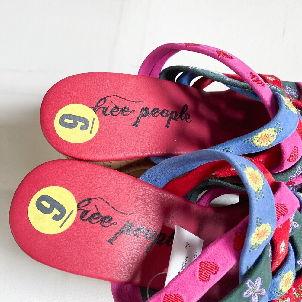 Free People Lisbon Platform Mules Strappy Colourful Suede 39 - Picture 8 of 11